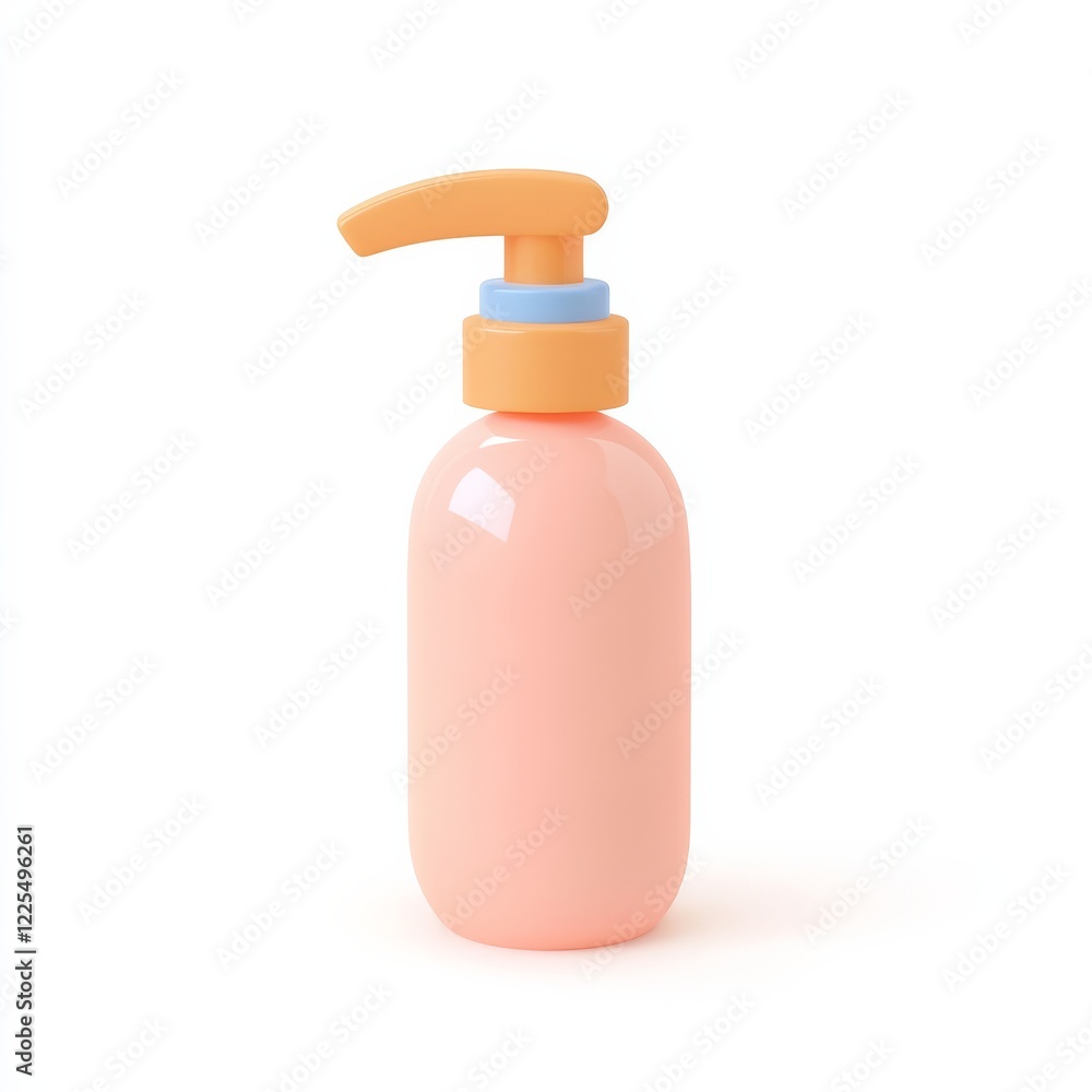 A simple, pastel-colored lotion bottle with a pump dispenser, ideal for skincare or cosmetic products.