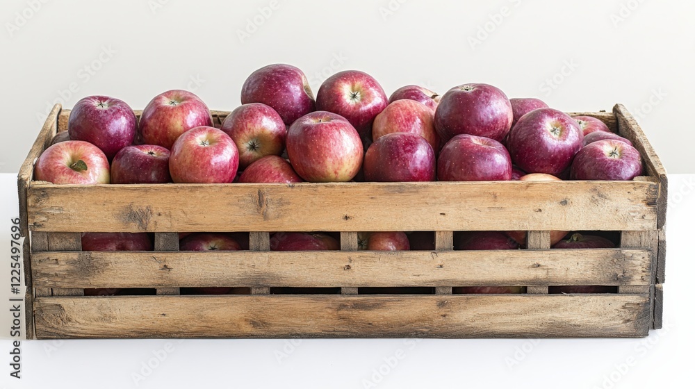 Rustic Wooden Crate Full of Fresh Red Apples Rustic Wooden Crate Full of Fresh Red Apples