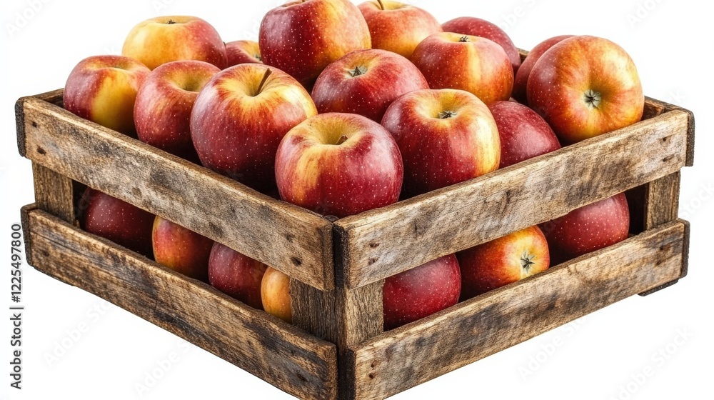Fresh Red Apples in Wooden Crate Fresh Red Apples in Wooden Crate