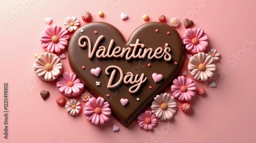 Valentine's day love heart chocolate wallpaper sweet floral design romantic mood digital art close-up festive concept