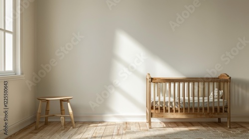 Wooden table in a nursery with no items on it