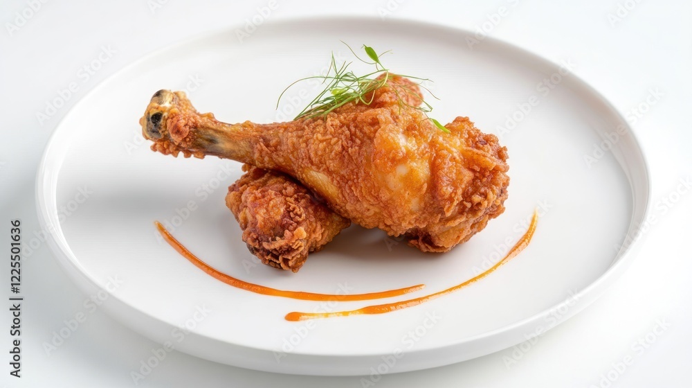 Crispy Fried Chicken Drumstick with Sauce Garnish Crispy Fried Chicken Drumstick with Sauce Garnish