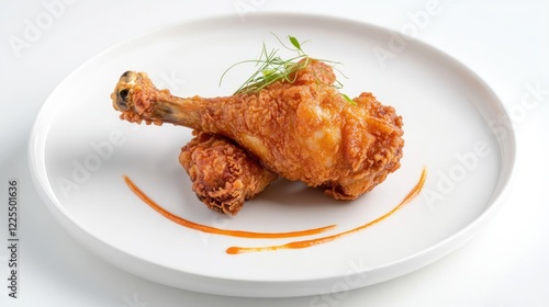 Crispy Fried Chicken Drumstick with Sauce Garnish