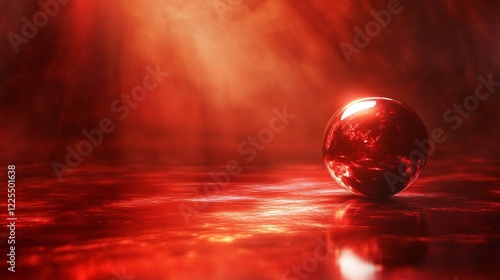 Red planet earth reflecting on shiny surface with dramatic lighting photo