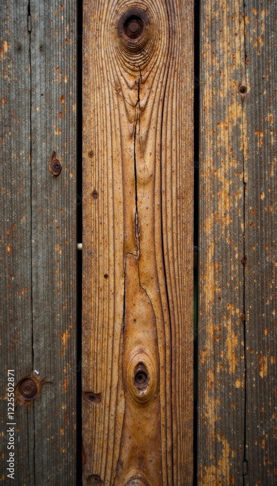 Fototapeta premium Weathered wood texture with visible peeling layers, decay, earthy