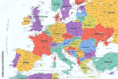 Europe Map Colored - stock vector illustration