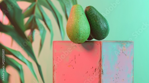 Avocado fruits stacked on a box photo