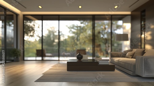 Blur modern living room image for background.