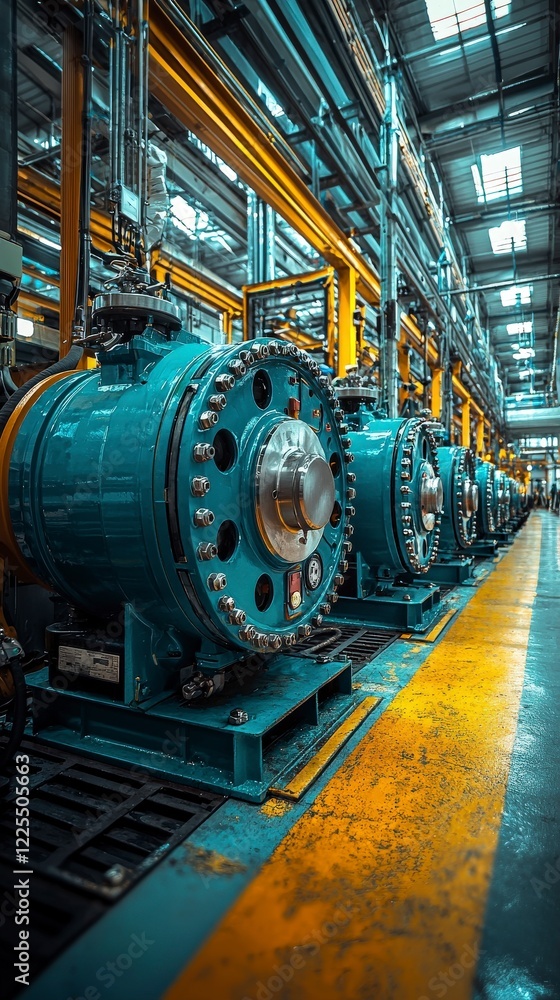 The image showcases intricate industrial machinery, highlighting the blue and orange tones against a modern factory backdrop, emphasizing technology and engineering. The image showcases intricate industrial machinery, highlighting the blue and orange tones against a modern factory backdrop, emphasizing technology and engineering.
