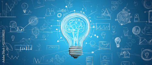 Leadership skills represented as a blueprint with symbols and sketches of growth components  -