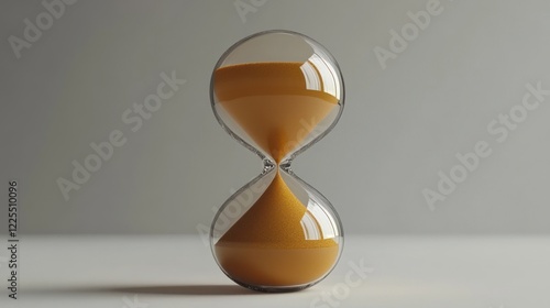 Golden Sand Hourglass Against Neutral Background photo