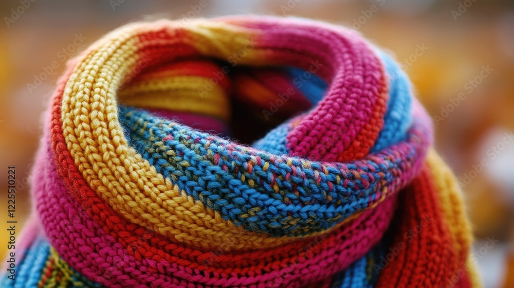 A colorful knitted scarf with stripe ideal A colorful knitted scarf with stripe ideal