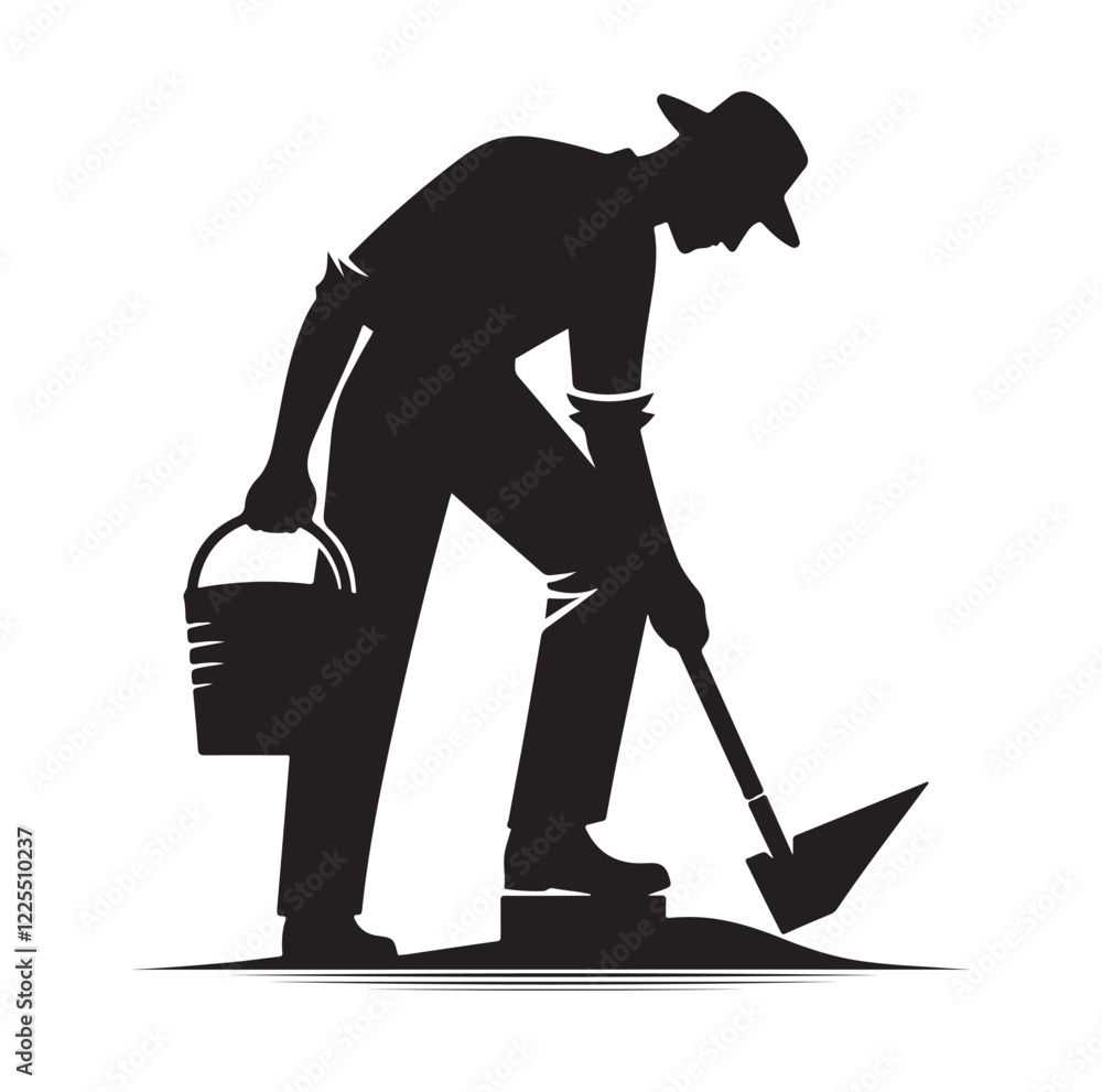 Fototapeta premium gardener pose silhouette vector illustration