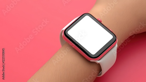 Pink Smartwatch on a Wrists Displays Blank Screen photo