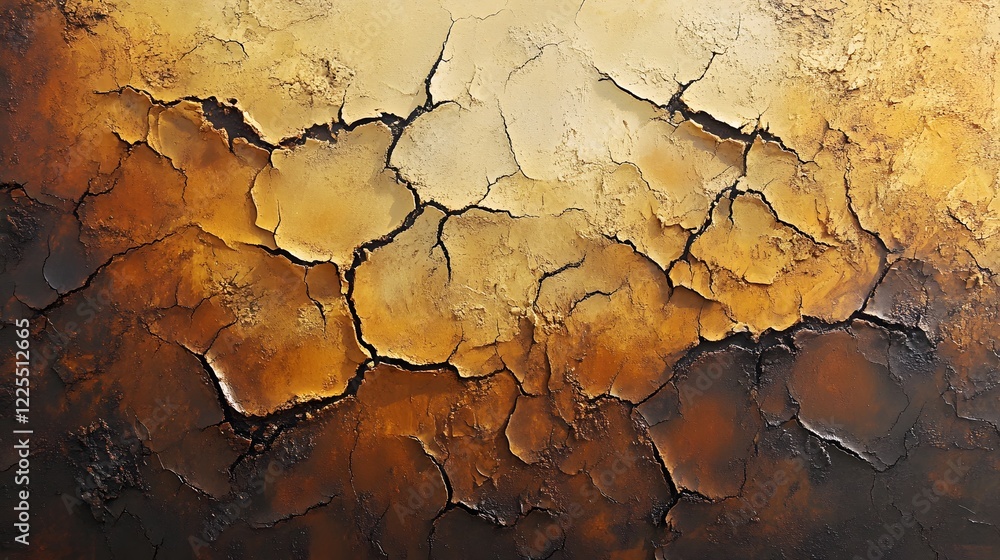 Obraz premium Abstract Cracked Texture with Earthy Tones and Warm Color Palette