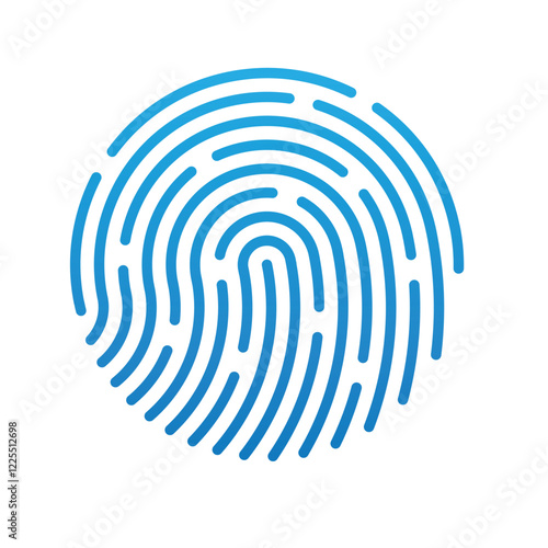 blue fingerprint pattern with distinct ridges and loops, commonly used for biometric identification.