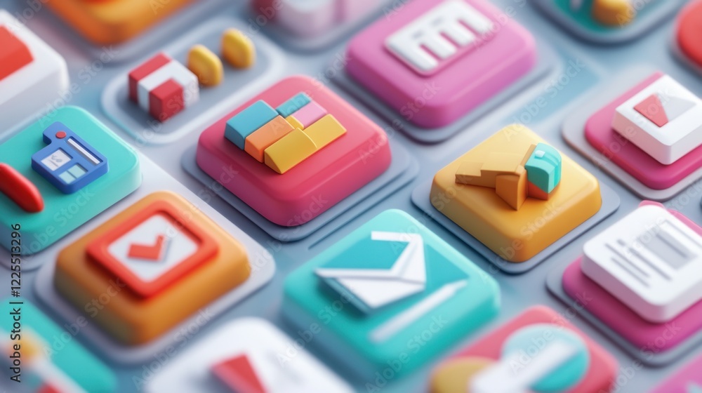 Colorful App Icons Displayed on a Digital Interface Colorful App Icons Displayed on a Digital Interface