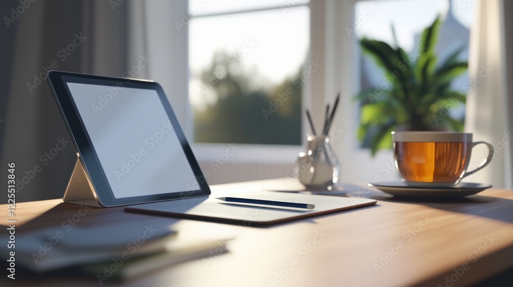 custom made wallpaper toronto digitalTablet Pencil Notepad Teacup Workspace Sunlight Atmosphere