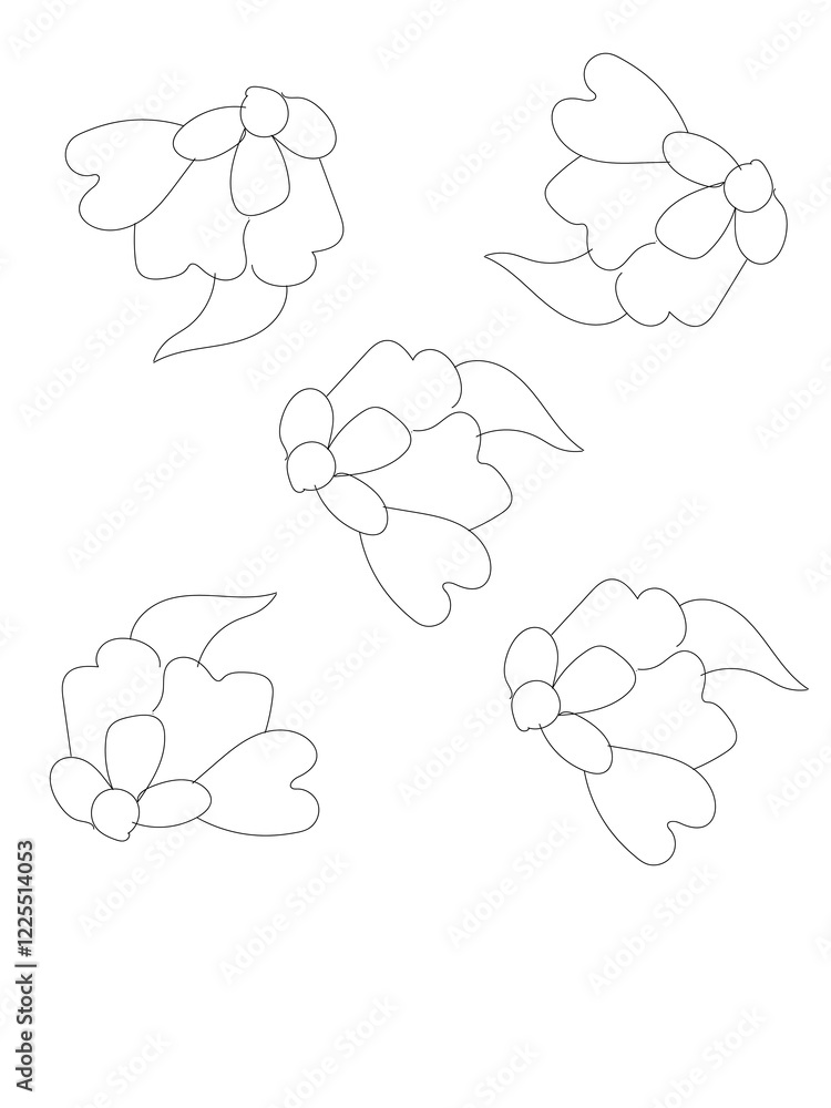 Minimalist one line drawing flower illustration in line art style Minimalist one line drawing flower illustration in line art style