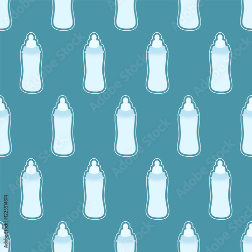 Seamless pattern of baby milk bottles