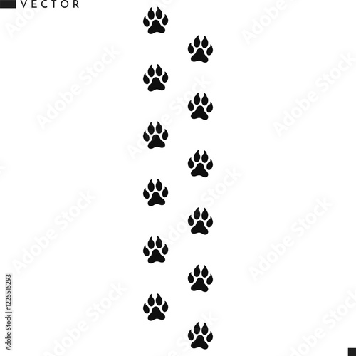 Wolf paw print vector. Wild animal track. Jackal paw print illustration