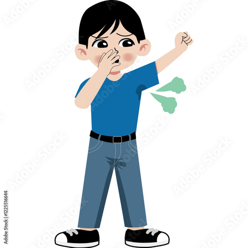 Boy with smelly armpit