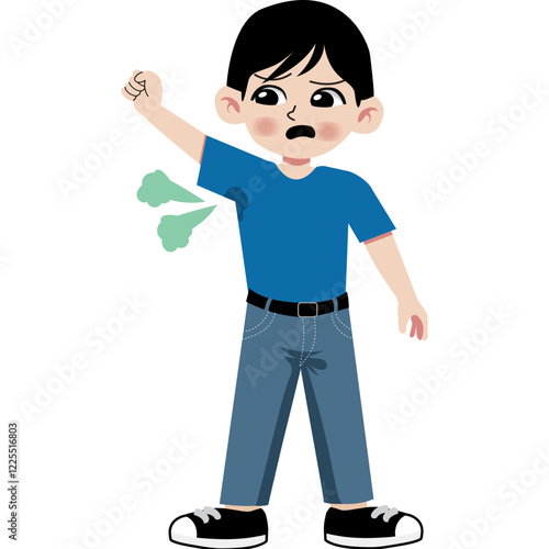 Boy with smelly armpit