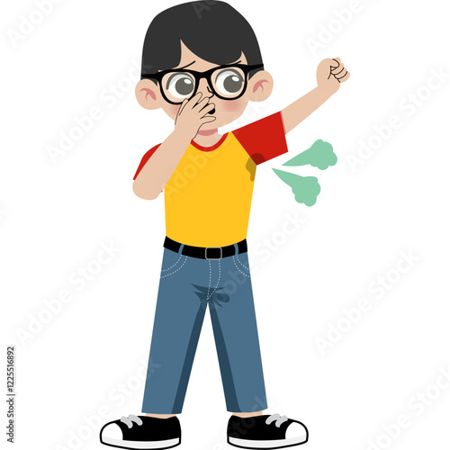 Boy with smelly armpit