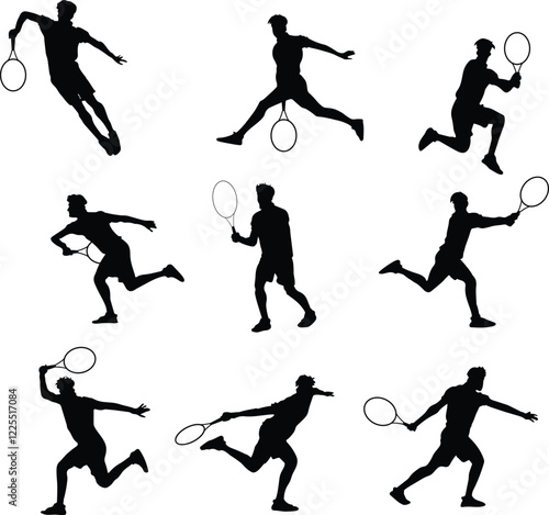 Tennis silhouette vector isolated on white background

