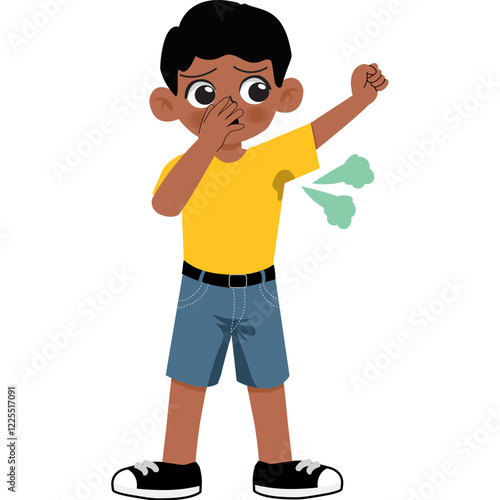Boy with smelly armpit