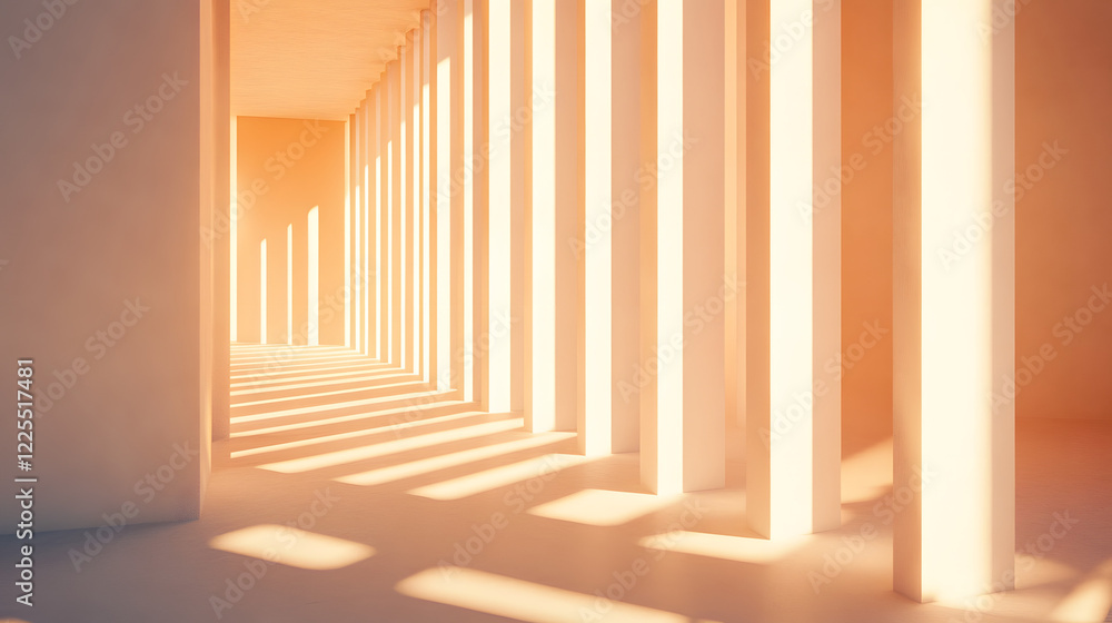 Naklejka premium Abstract architectural background, vertical geometric shapes, sun reflection.