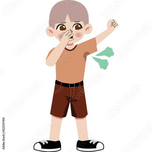 Boy with smelly armpit