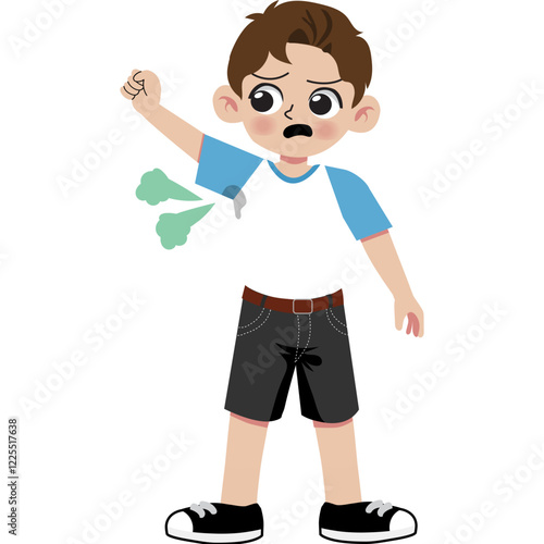 Boy with smelly armpit