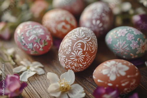 Seamless pattern with eggs, spring paper pattern, holiday, Easter. ai generation