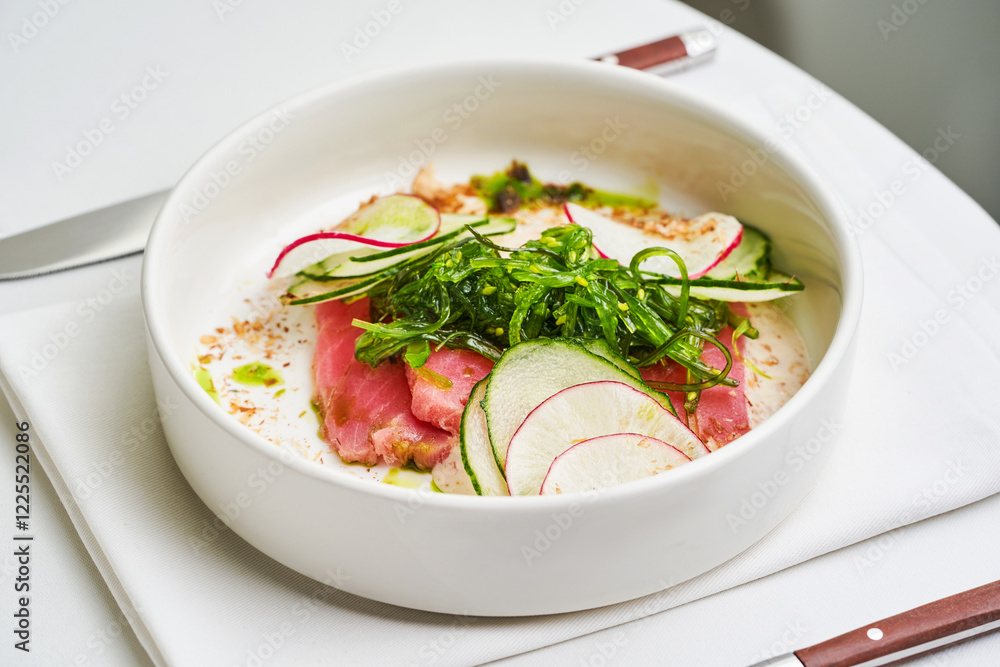 Tuna salad with chukka weeds, radishes, cucumber Tuna salad with chukka weeds, radishes, cucumber