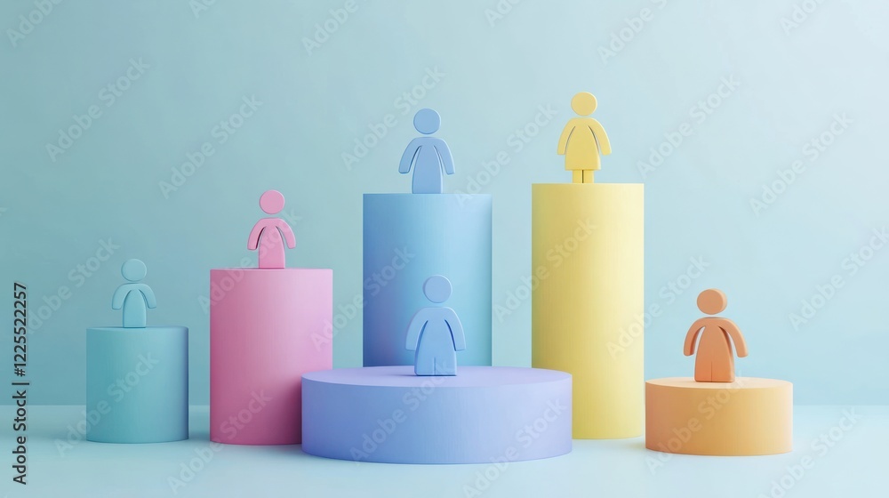 Colorful Cylinders Displaying Abstract Human Figures Colorful Cylinders Displaying Abstract Human Figures