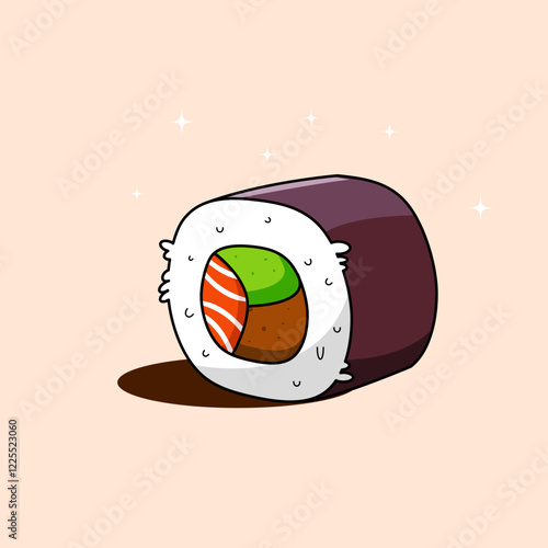 Sushi roll cartoon design vector illustration