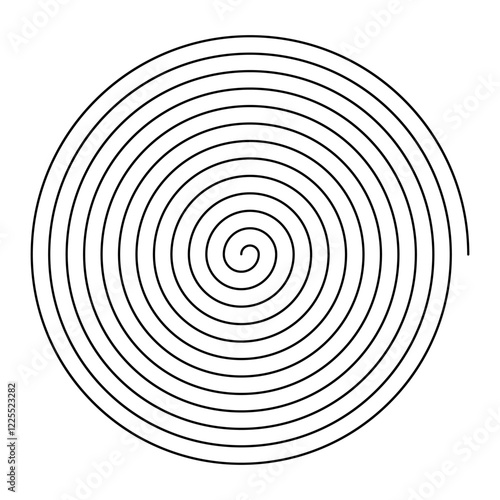 Single thin line spiral. Line in circle form. Thin black spiral symbol. Spiral, swirl, twirl, volute design element.