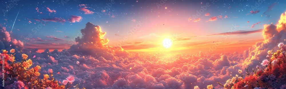 A breathtaking image of vibrant, colorful clouds illuminated by sunlight. Perfect for use in inspirational, artistic, or wellness-focused projects. Evokes peace, imagination, and serenity. A breathtaking image of vibrant, colorful clouds illuminated by sunlight. Perfect for use in inspirational, artistic, or wellness-focused projects. Evokes peace, imagination, and serenity.