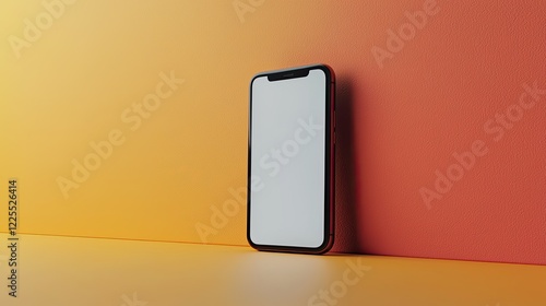 Modern Smartphone on Orange and Yellow Background