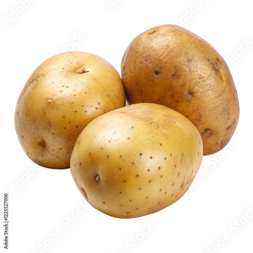 three whole potatoes isolated on transparent background 