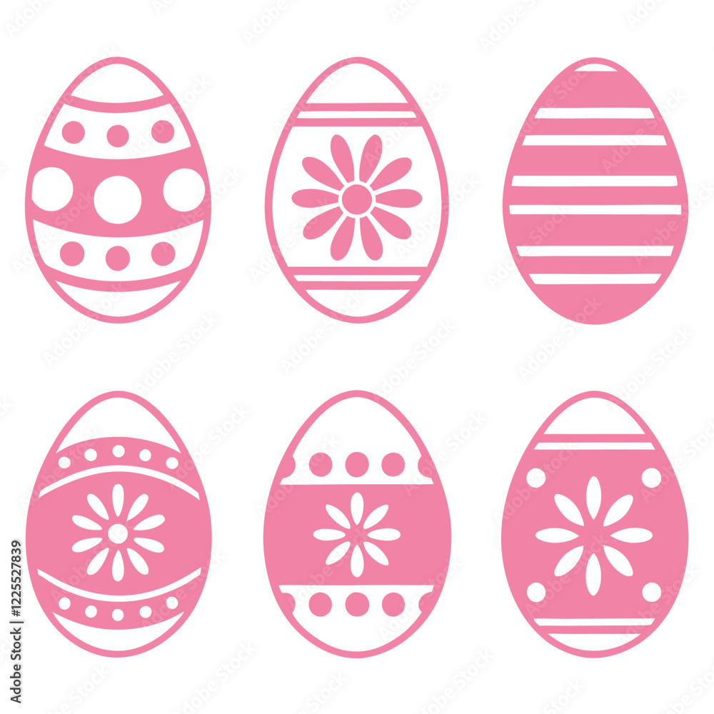 Egg-citing Easter Egg Silhouettes A Set of 6 Vector Illustrations on a white background Egg-citing Easter Egg Silhouettes A Set of 6 Vector Illustrations on a white background