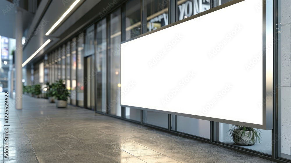 White blank advertising display in store. White blank advertising display in store.