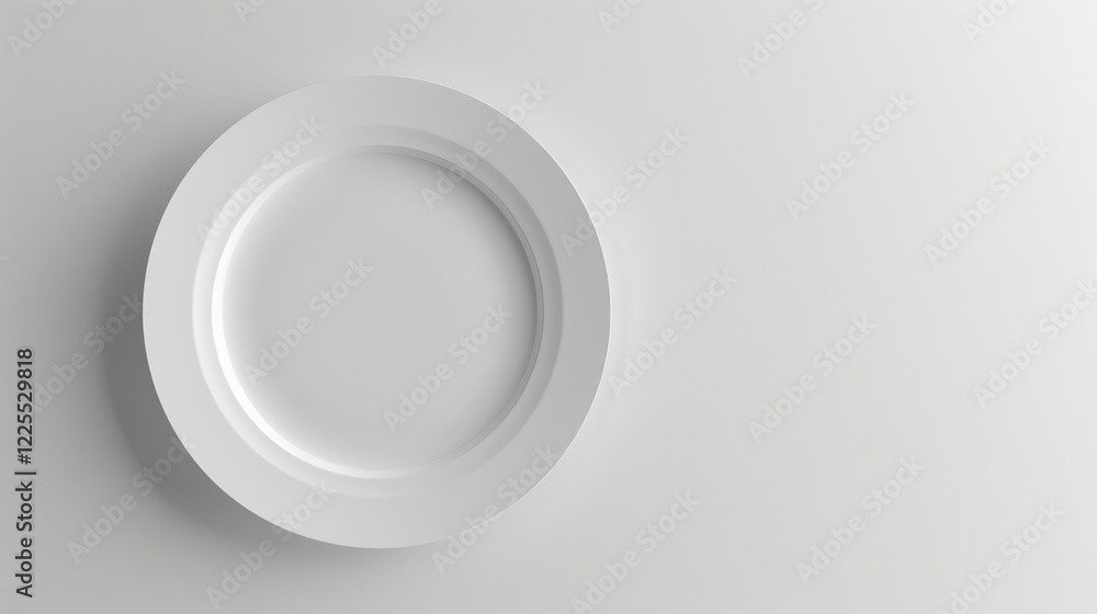 White plate on white table. White plate on white table.