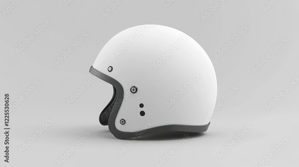 Fototapeta premium White Motorcycle Helmet Side Profile View
