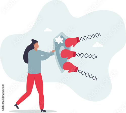 Business threat, fight to survive in business competition, resilience or adversity, challenge or survive to win, courage fighter concept.flat characters.