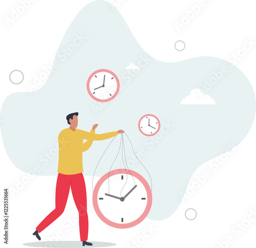 Control time, freedom or efficient time management to finish project within deadline, productivity or efficiency, productive project manager concept.flat characters.