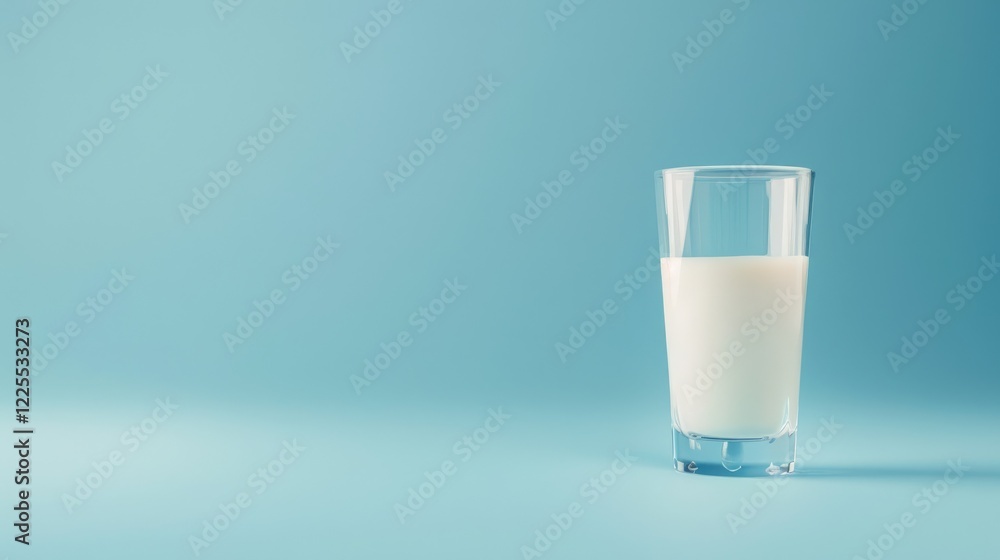 World Milk Day banner with glass of milk on blue background with blank space for text. World Milk Day banner with glass of milk on blue background with blank space for text.