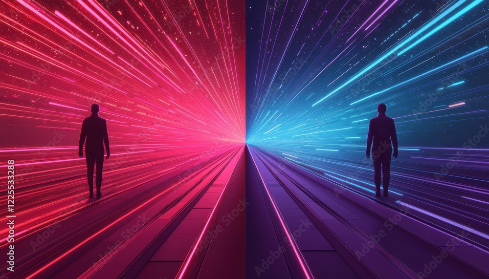 Floating futuristic highway with glowing lanes stretching into a neon sky detailed sci-fi 3D design with high-tech elements Floating futuristic highway with glowing lanes stretching into a neon sky detailed sci-fi 3D design with high-tech elements