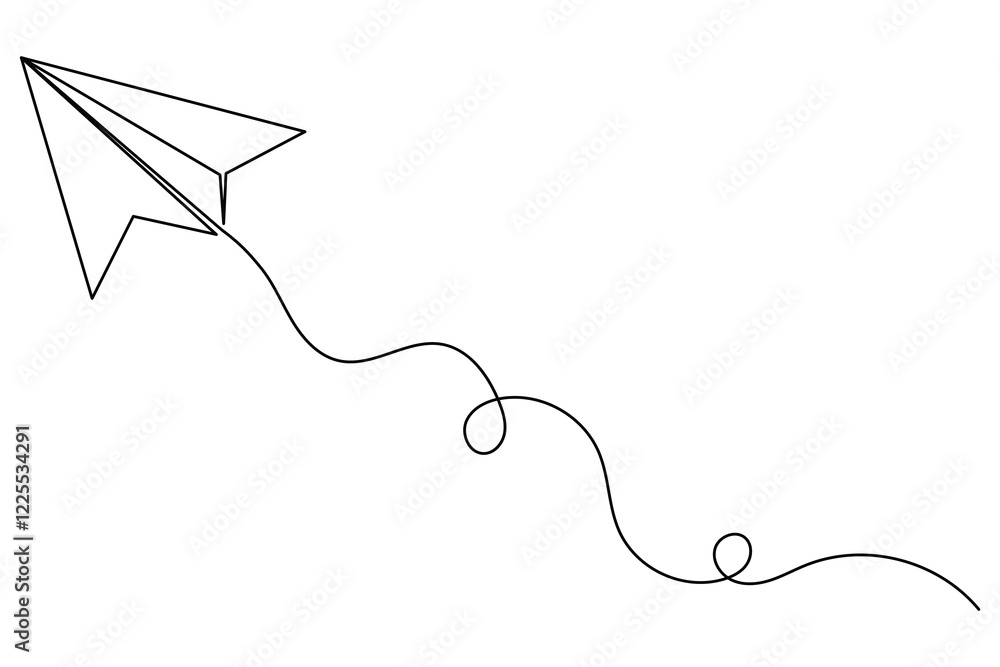 Paper plane continuous one line drawing of minimalist style and outline vector illustration Paper plane continuous one line drawing of minimalist style and outline vector illustration